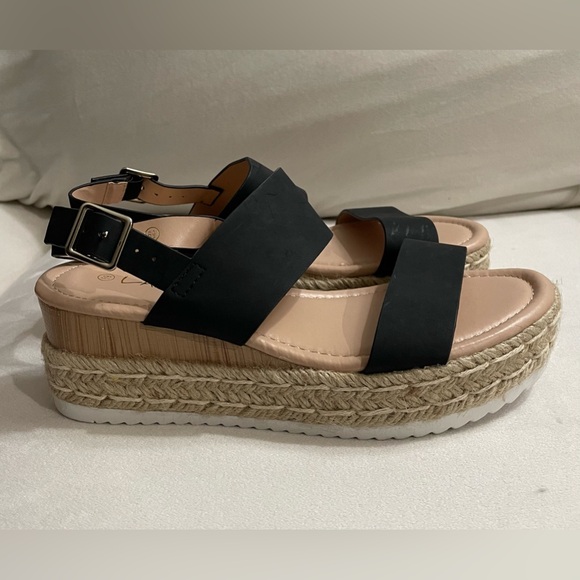 NEW LAICIGO Platform Espadrilles Ankle Buckle Strap Open Toe Wedge Sandals 6.5 - Picture 5 of 11